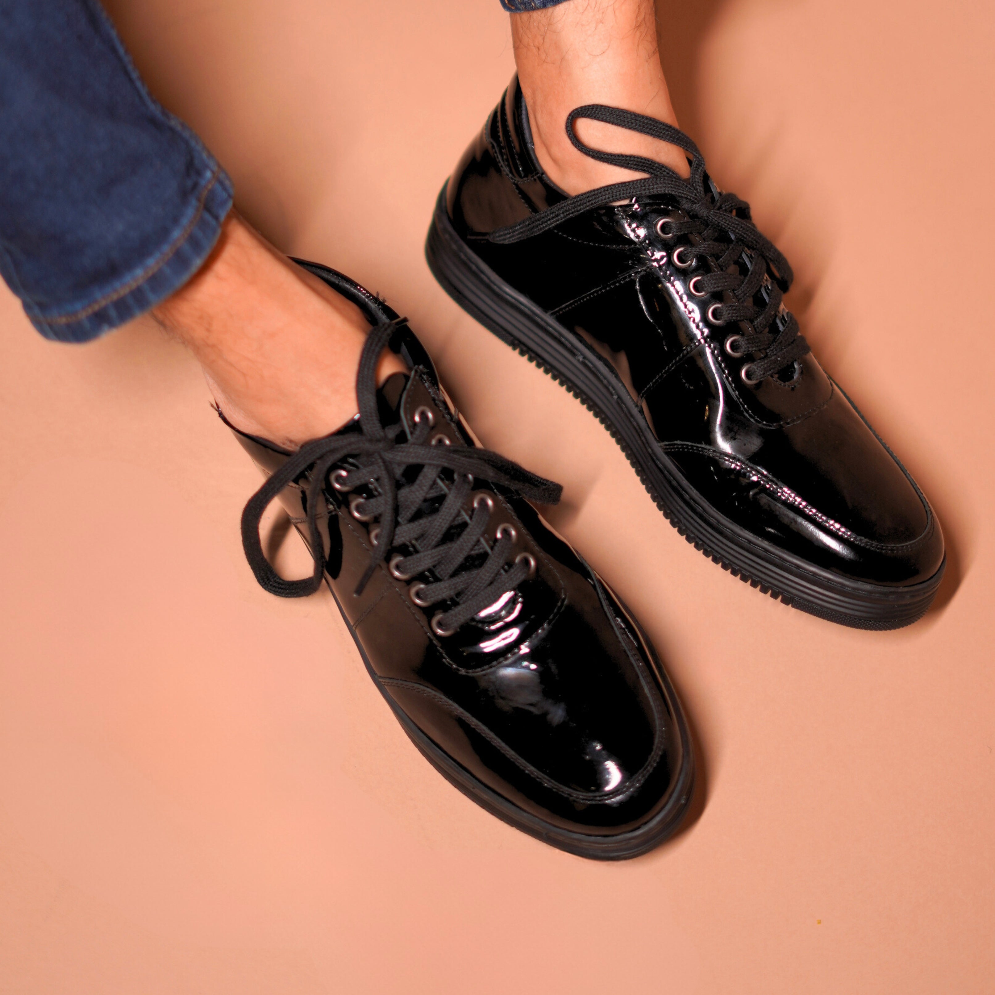 Lustro | Patent black leather sneakers